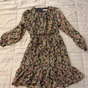 LOFT Multicolor Floral Long Sleeve Dress